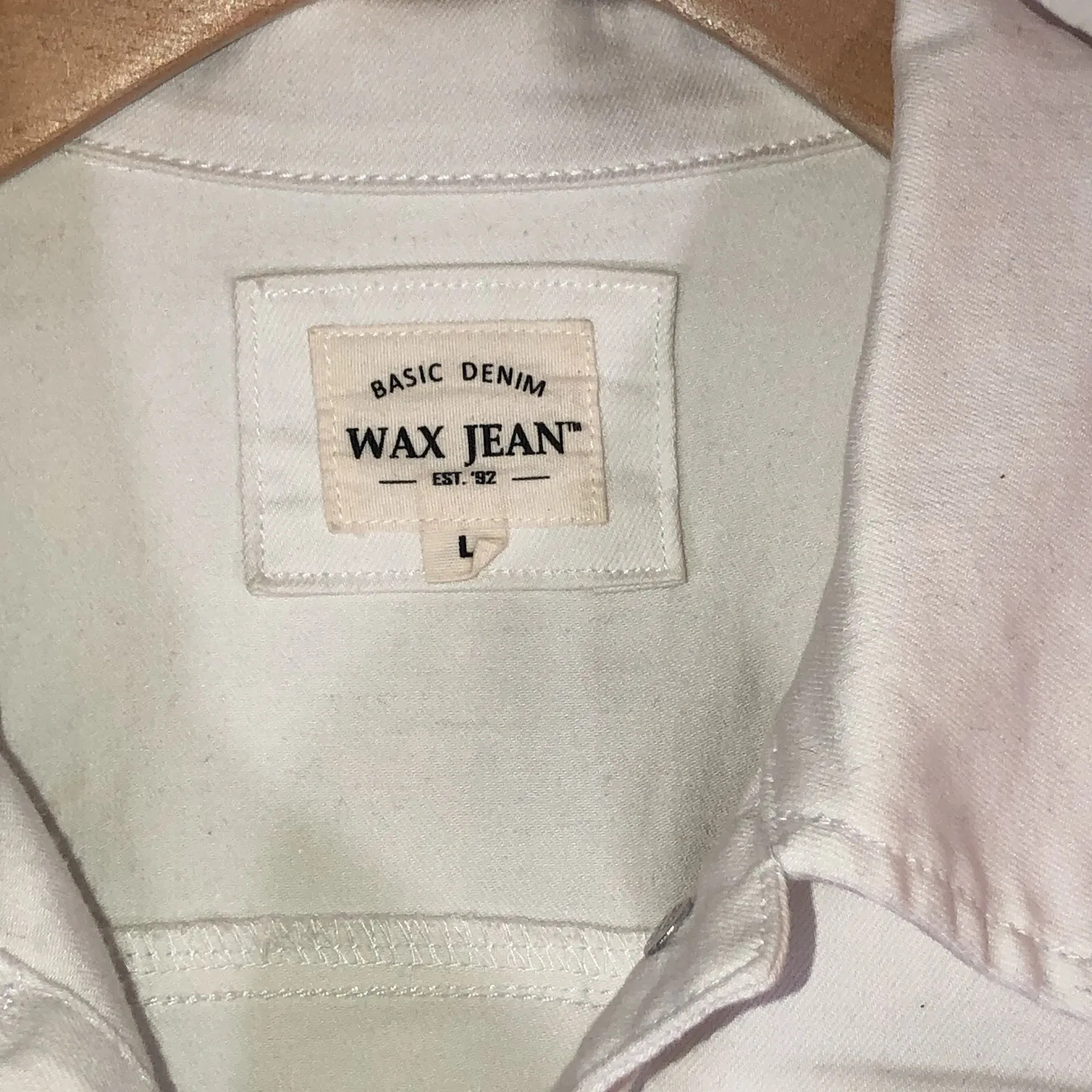 Basic Denim Wax Jeans Womens White Jean Jacket - Image 3