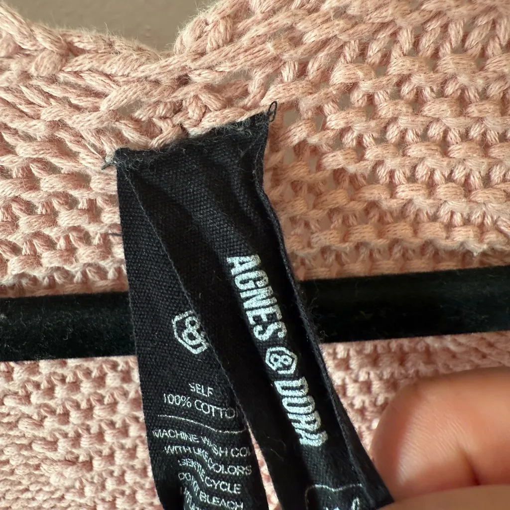 Agnes & Dora Peach Cable Knit Cardigan - Image 3