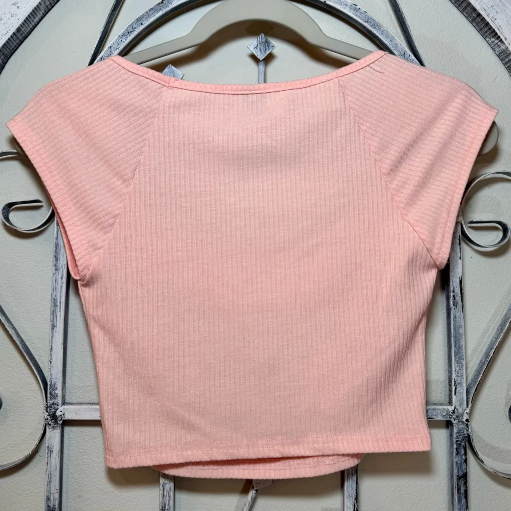 SheIn  peach 🍑 Ribbed Square Neck Crop Top - Image 4