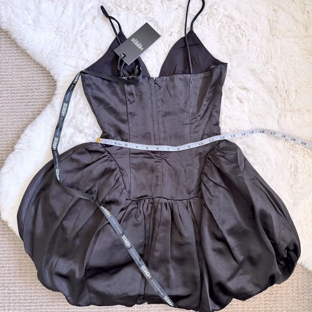 Heiress Satin V Neck Balloon Mini Dress XXS - Image 3