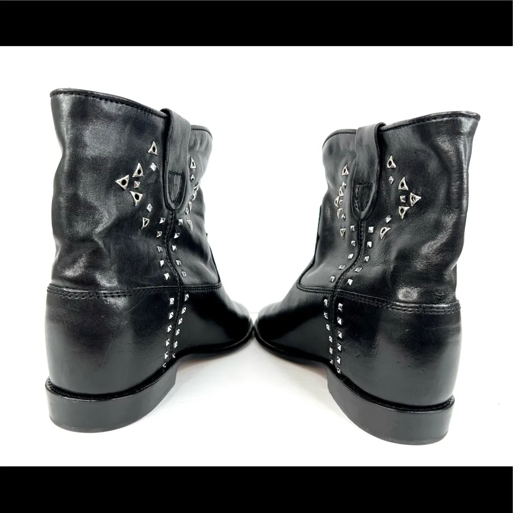 ISABEL MARANT CLUSTER CRISI STUDDED BLACK LEATHER WEDGE ANKLE BOOTS SIZE EU 35 - Image 10