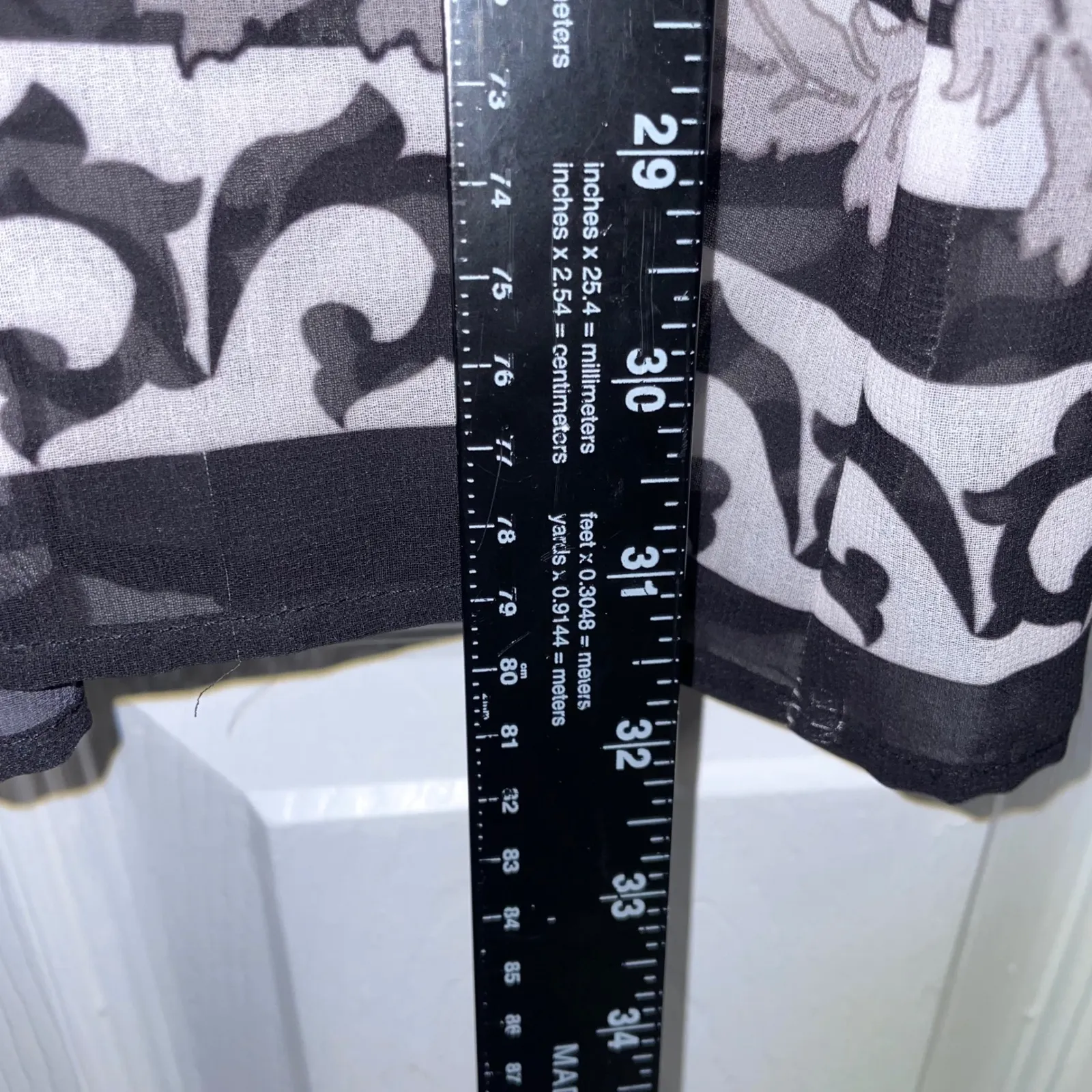 Cristina Creations Floral Tunic Top Womens L Long Sleeve‎ Sheer Gray Red Size L - Image 8