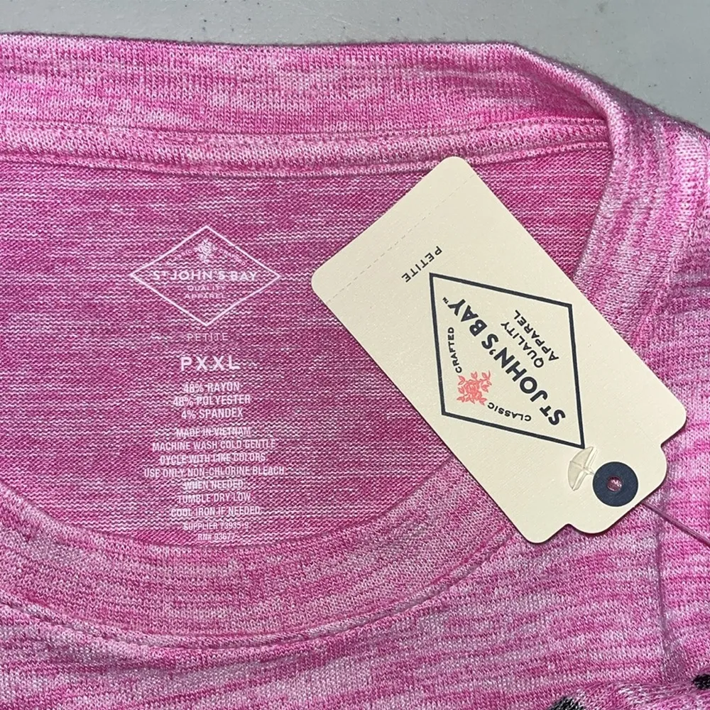 St. John’s Bay Petite NWT Size PXXL Pink & Black Stripe Long Sleeve Sweater Top - Image 4