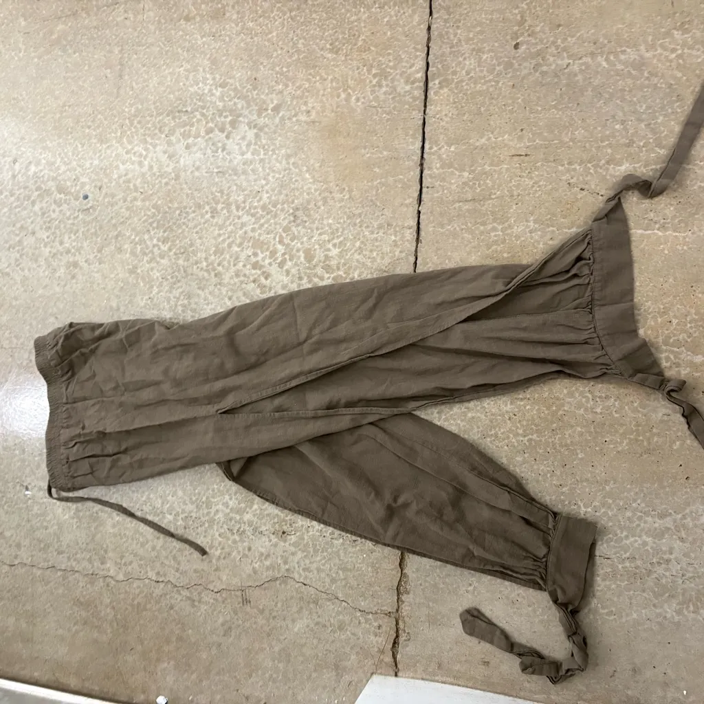 SHEIN Brown Pull On Full Leg 2 Ankle tie Pants - Image 6