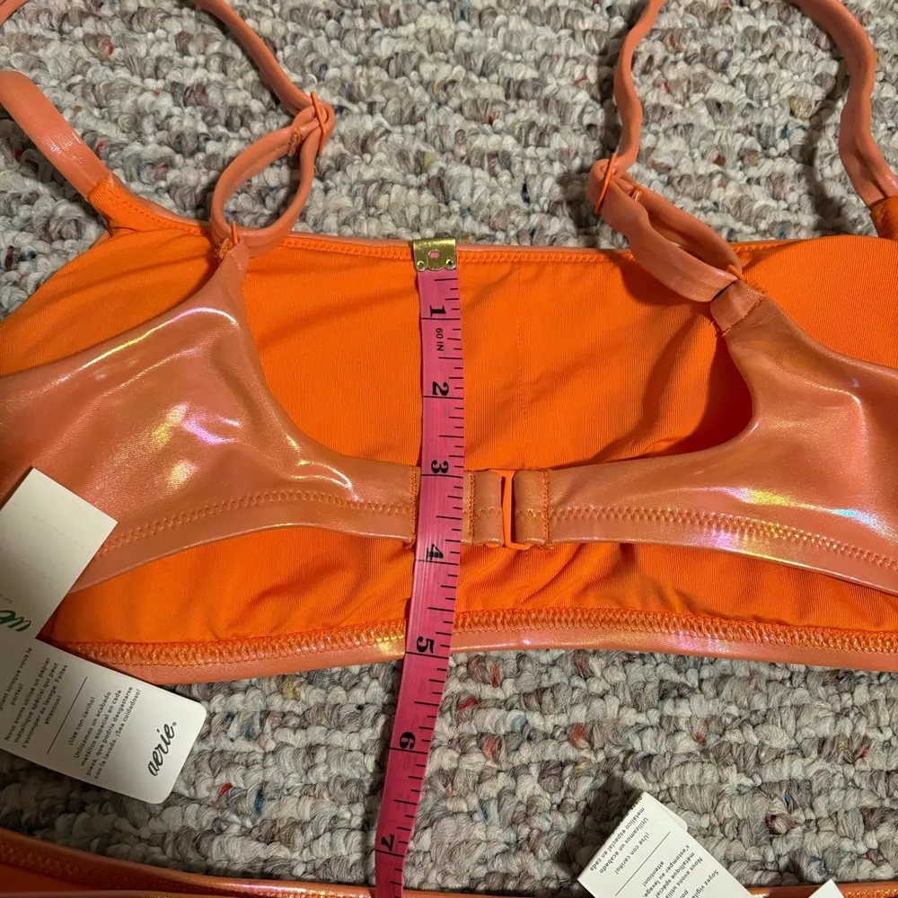NWT Aerie Orange Chrome Bikini Bandeau- Size Large - Image 3