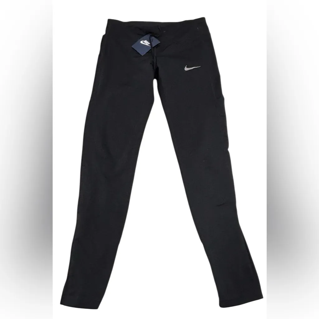 Nike NEW Black RACER TIGHTS Leggings with White Swoosh Size SMALL - Image 14