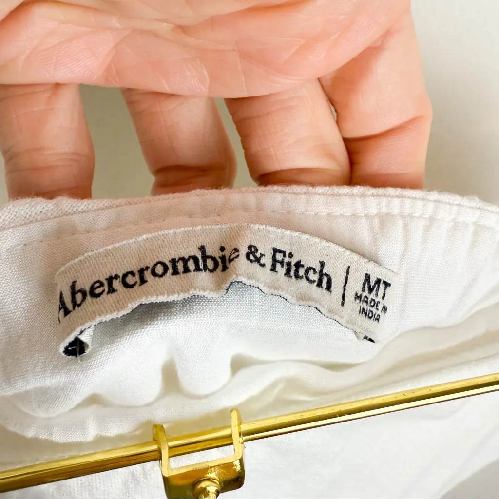 Abercrombie & Fitch Mid Rise Linen-Blend Maxi Skirt White Size Medium Tall - Image 13