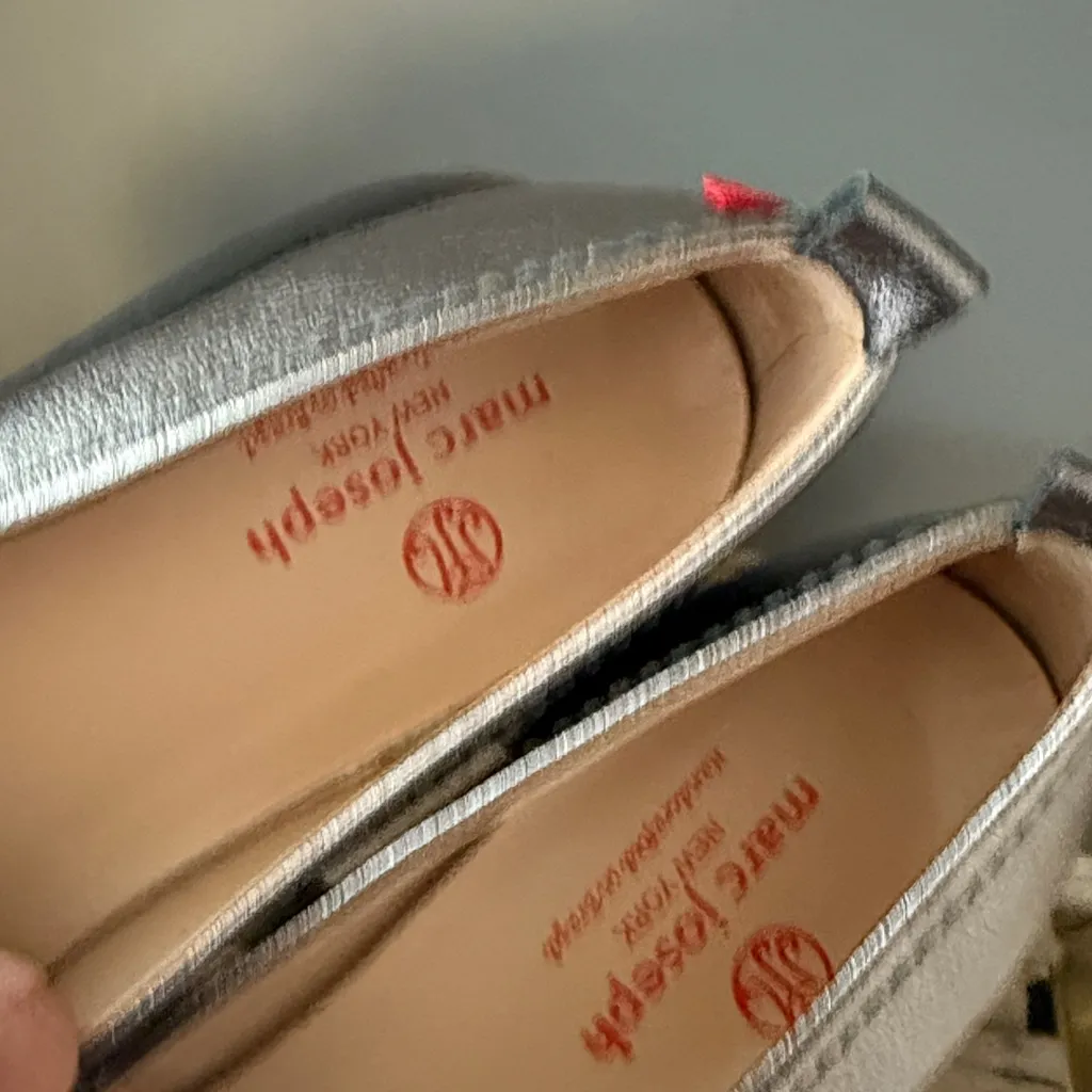 NEW Marc Joseph Jamie Street Silver Metallic Leather Loafers Size 7.5 A26 - Image 9