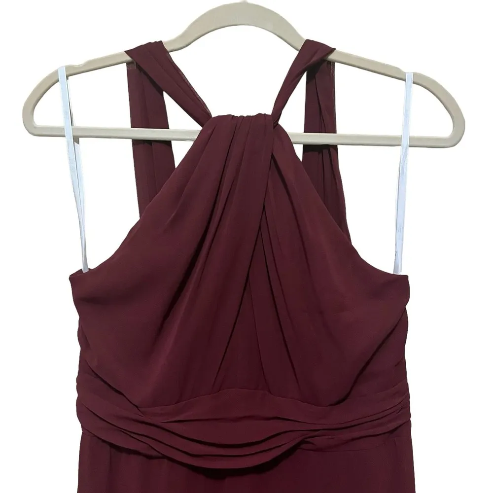 Jenny Packham NWT JP1034 Halter Chiffon Sleeveless Bridesmaid Dress Cabernet 10 - Image 6