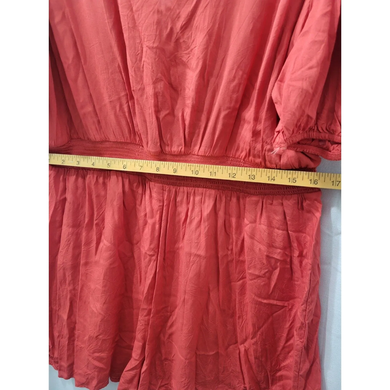 Express Women's Romper Somcked Waist Shorts  Jumpsuit Coral Size XL - Image 6