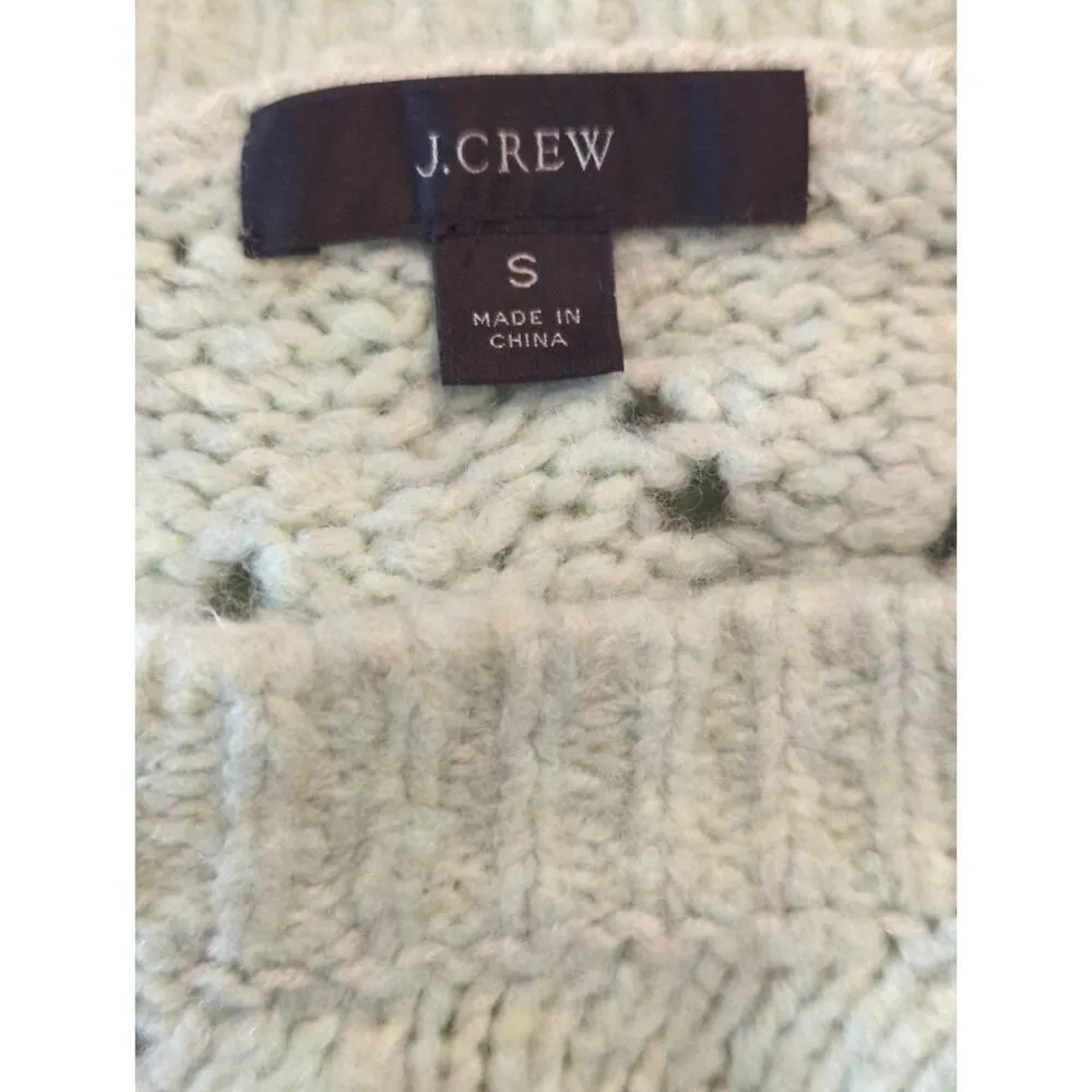 J. Crew Womens Pointelle Balloon Sleeves Sweater Heathered Honeydew Womens Small - Image 7