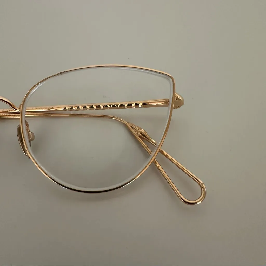 Like New Ahlem Place Du Louvre Gold Cat Eye Optical Glasses 56mm - Image 7