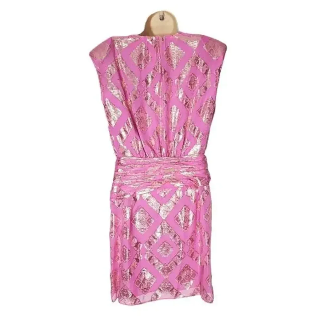 NWT Ramy Brook Reina Ruched Metallic Jacquard Mini Dress Size 6 - Image 9