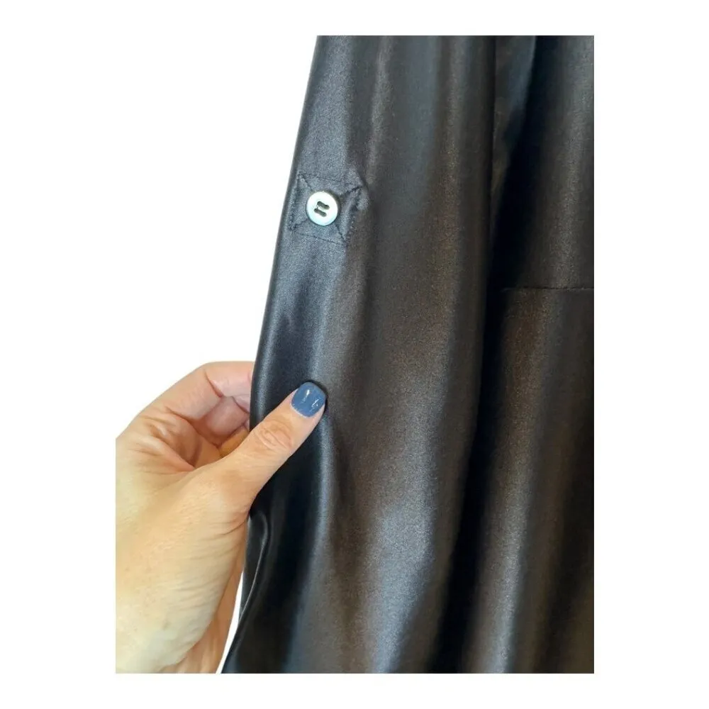 Laundry By Shelli Segal Dress 2 Black Silk Geometric‎ Long Sleeve Shirt Dress - Image 5