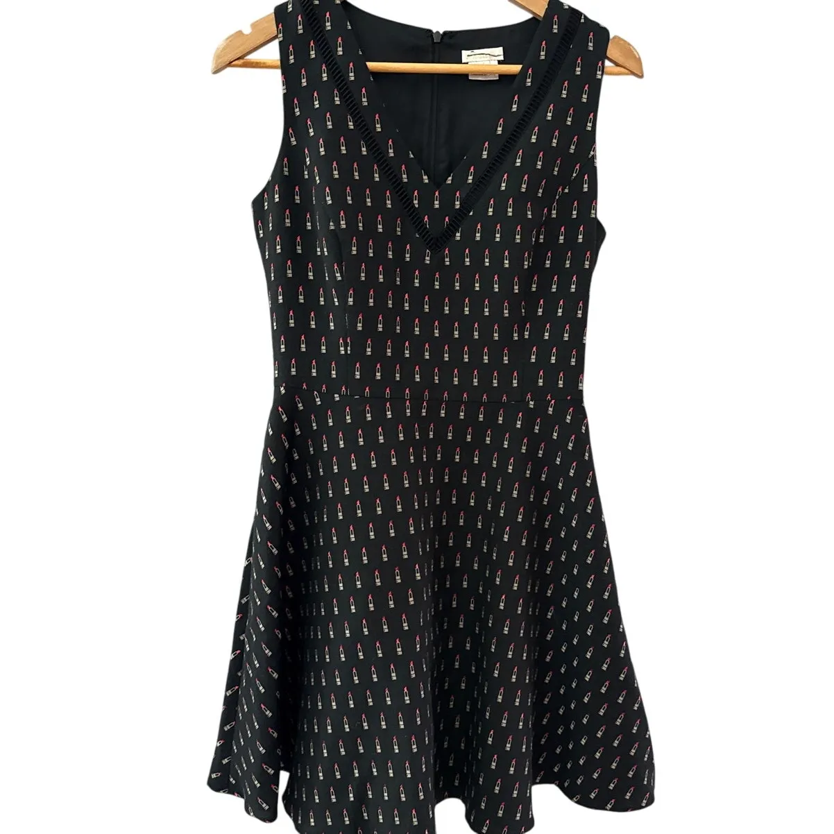 Shoshanna Elvira Metallic Lipstick‎ Fit and Flare Dress Black Size 4 - Image 2