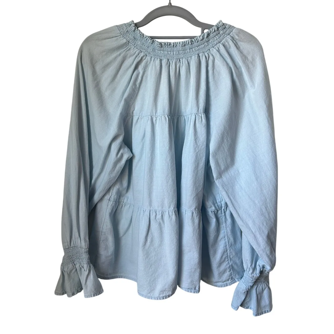 American Eagle  Blue Long Sleeved Blouse - Large - Image 2