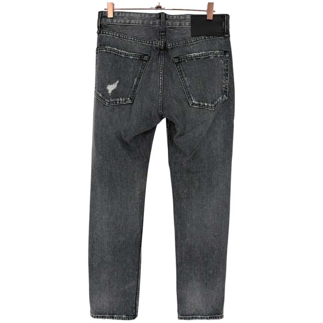 rag & bone Women's Rosa Mid Rise Boyfriend Jeans Black Magic Size 25 Distressed - Image 5