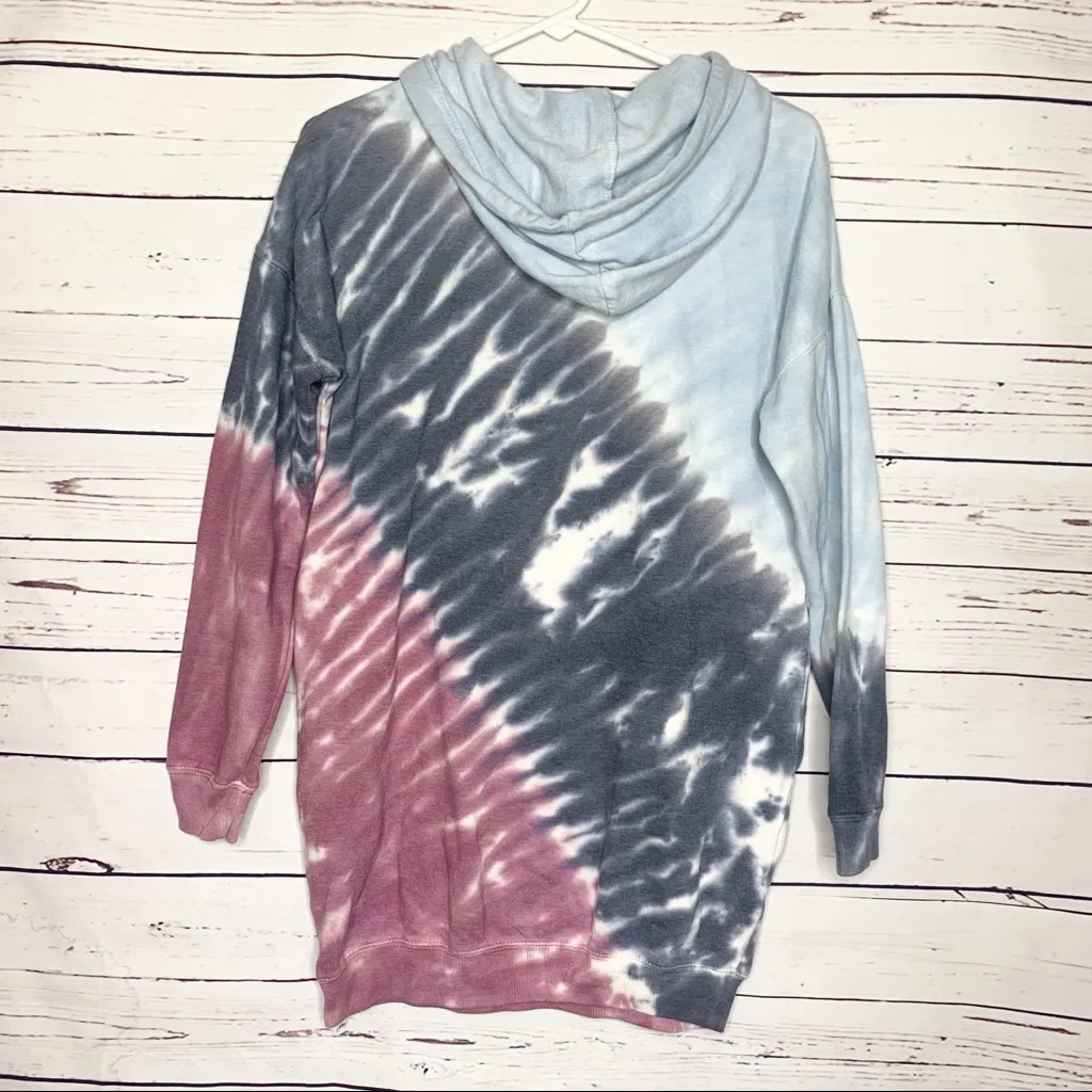 The Cozy Collection Oversized Tie Dye Hoodie Size Small Mauve Pink Gray Sky Blue - Image 5