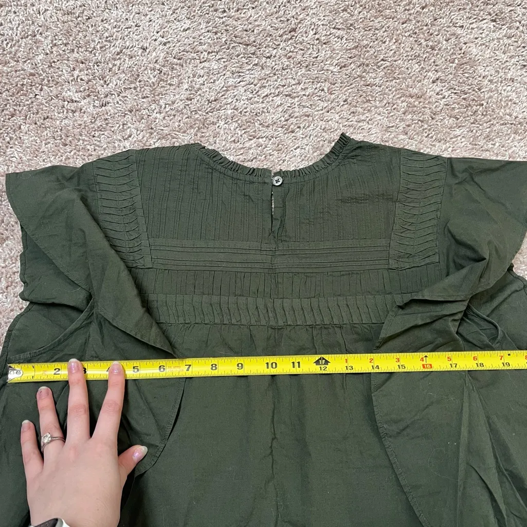 Amour Vert Organic Cotton Ruffle Short Sleeve Blouse - Image 9