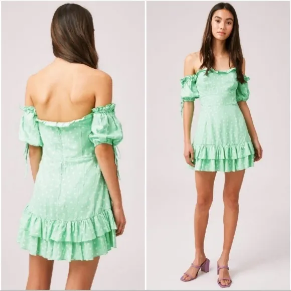 Finders Keepers Green Wildflower Off the shoulder mini dress - Image 2