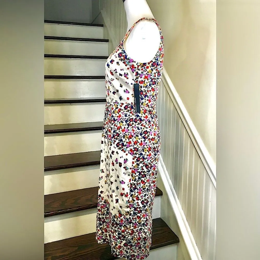MAGGY LONDON Calf Length Sleeveless Floral Dress w Back Vent Sz 4 - Image 7