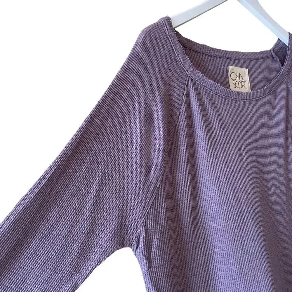 NWT Chaser Purple Knitwear Soft Long Sleeves Loungewear Cotton Womens Top SZ M - Image 5