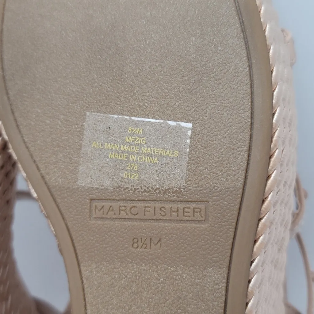 Marc Fisher Zig Wedge Sandal Studded Faux Leather Light Natural Women’s 8.5M NIB - Image 11