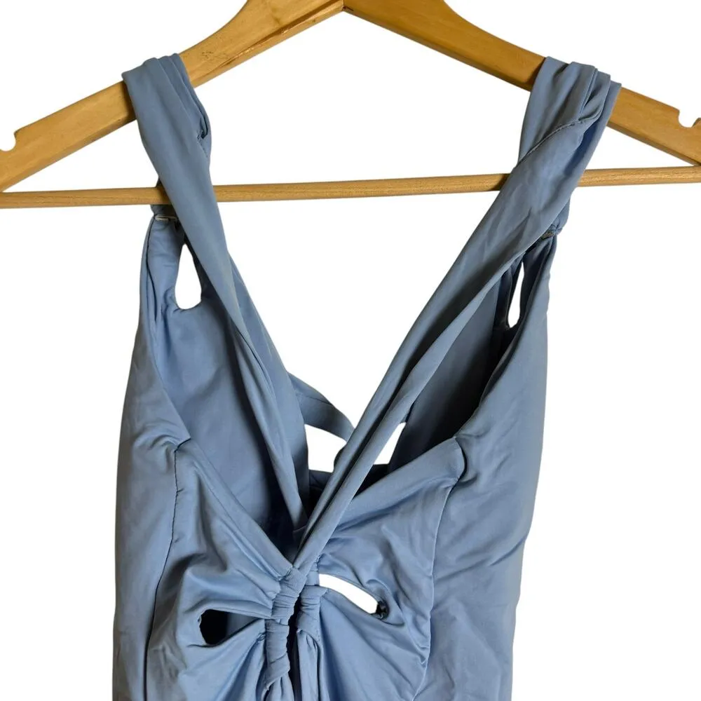 BECCA Helena Plunge Coastline Blue One Piece Strappy Tie Back Swimsuit Size M - Image 10