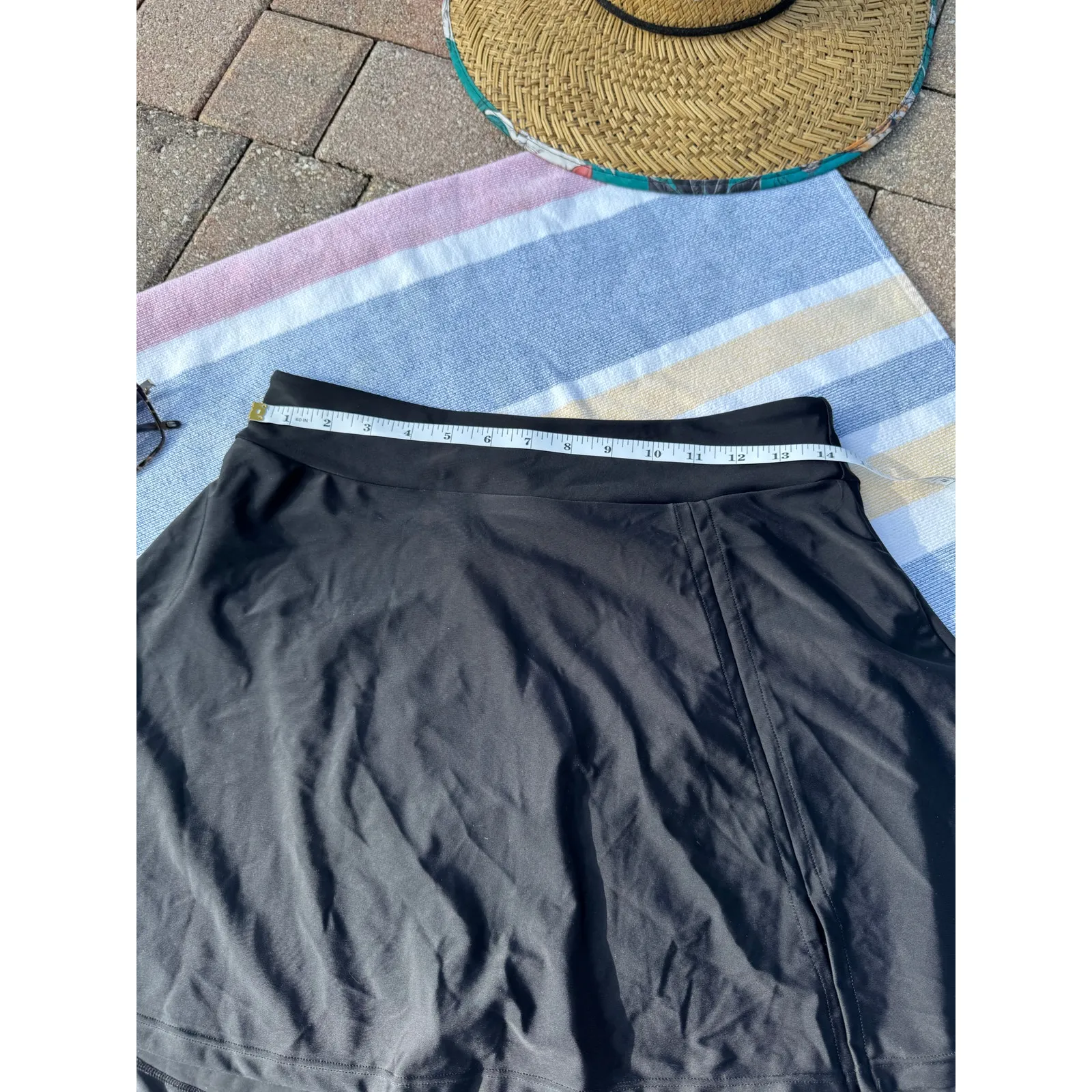 Women’s Blue Tankini Top Black Swim Skirt Set L Modest Swimwear Stretch Size L - Image 5