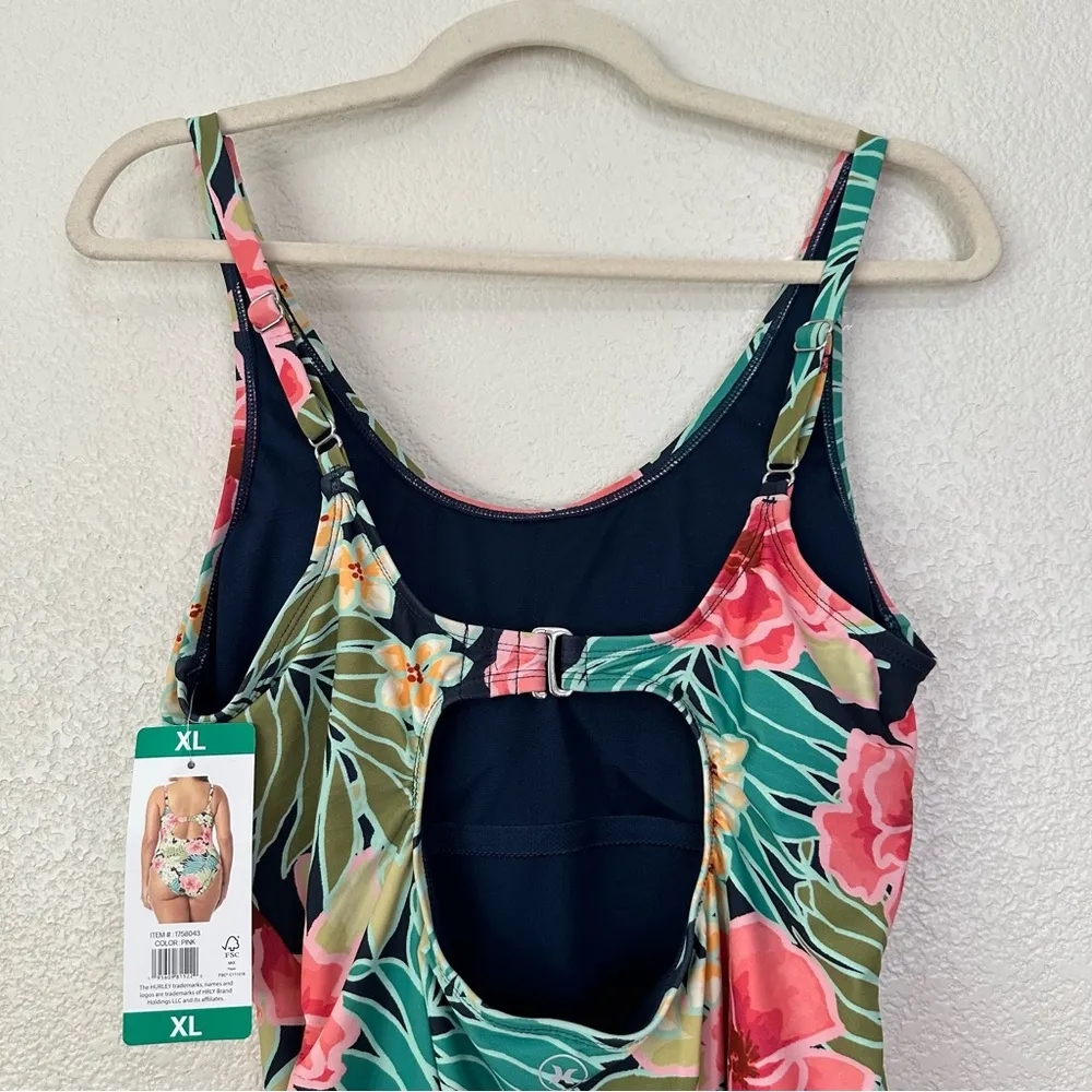 NWT Hurley Floral UPF 50+ Sun Protection One Piece Swimsuit, Size XL - Image 6