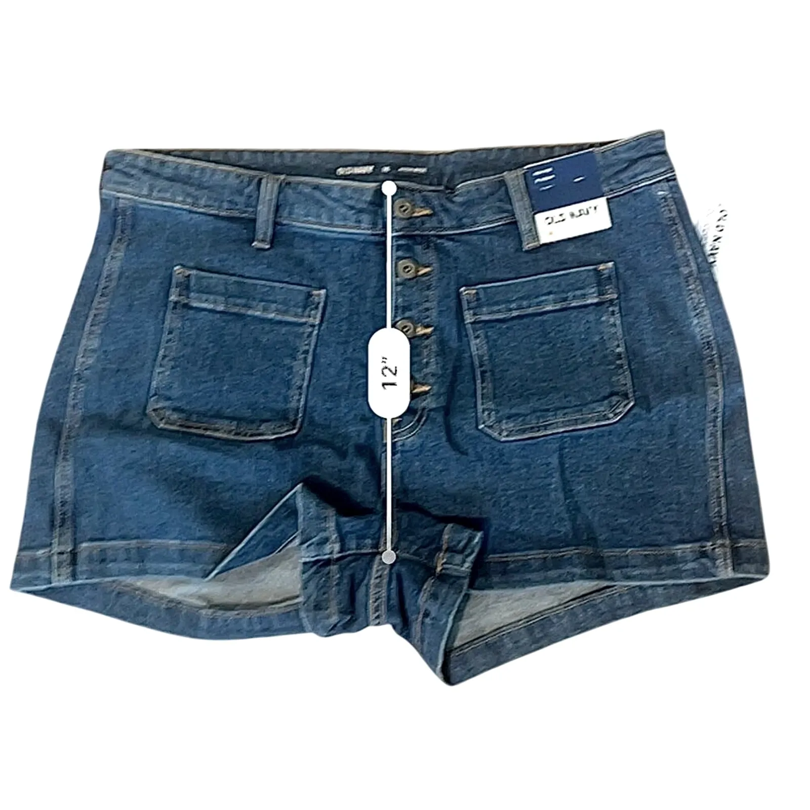 Old Navy High Waisted 3" Inseam Blue Jean Trouser Shorts 16 Retro‎ Casual NWT - Image 6