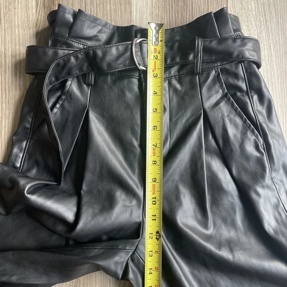 BLANKNYC‎ High Rise Belted Waist Black Faux Leather Pants Size 25 Punk Rocker - Image 10