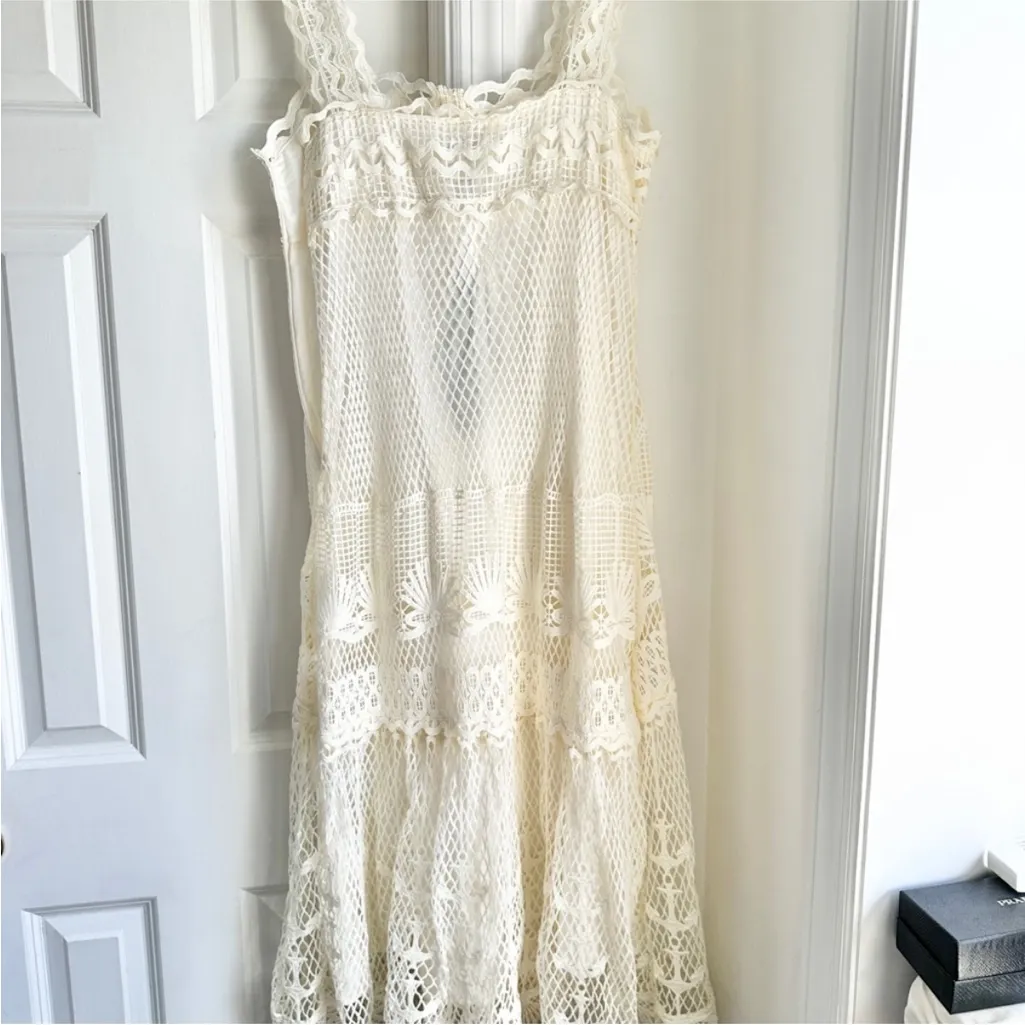 NWT FARM Rio Off White Nautical Guipere Crochet Midi Dress - Image 8