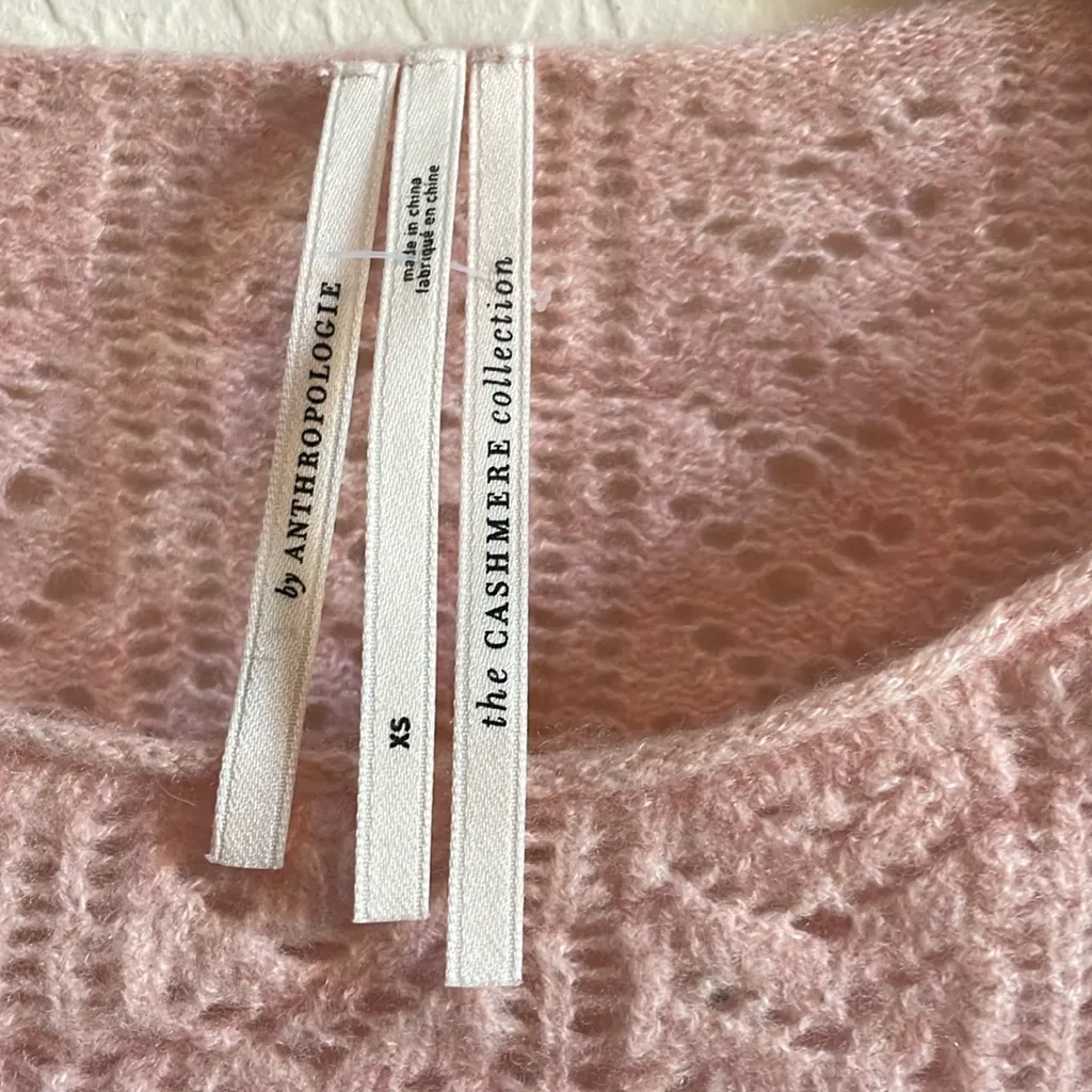 Anthropologie  Flutter Sleeve Cashmere Crop Sweater - Image 4