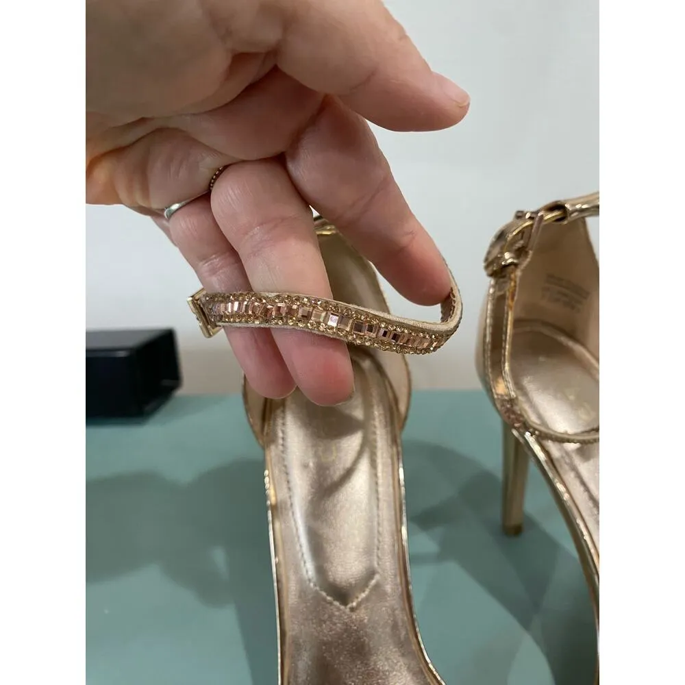 Rose Gold Metallic Heeled Bridal Heel Sandals Size US 7 - Image 8