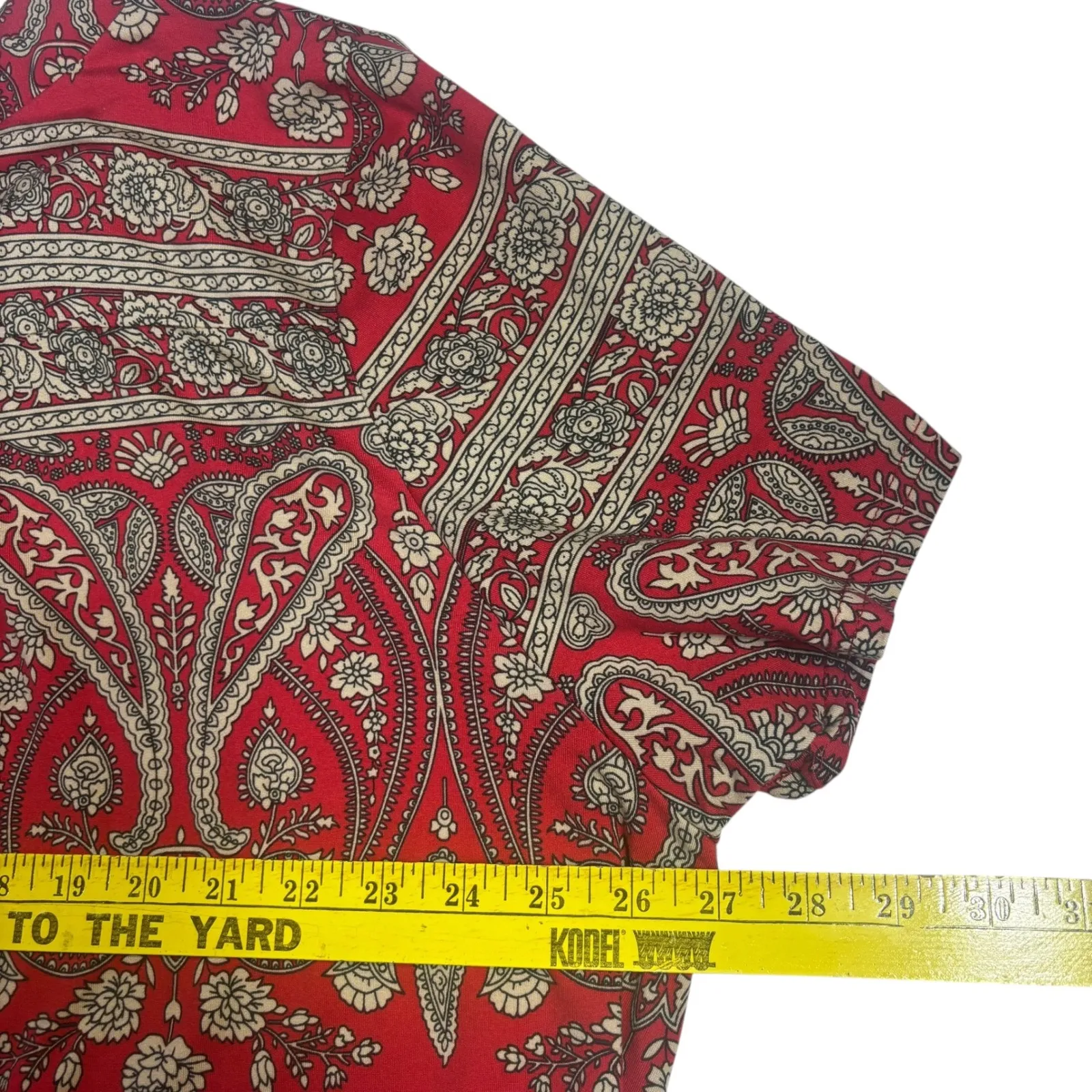 Womens 4XL Red Paisley Print V Neck Short Sleeve Tunic Top Size 4X - Image 7