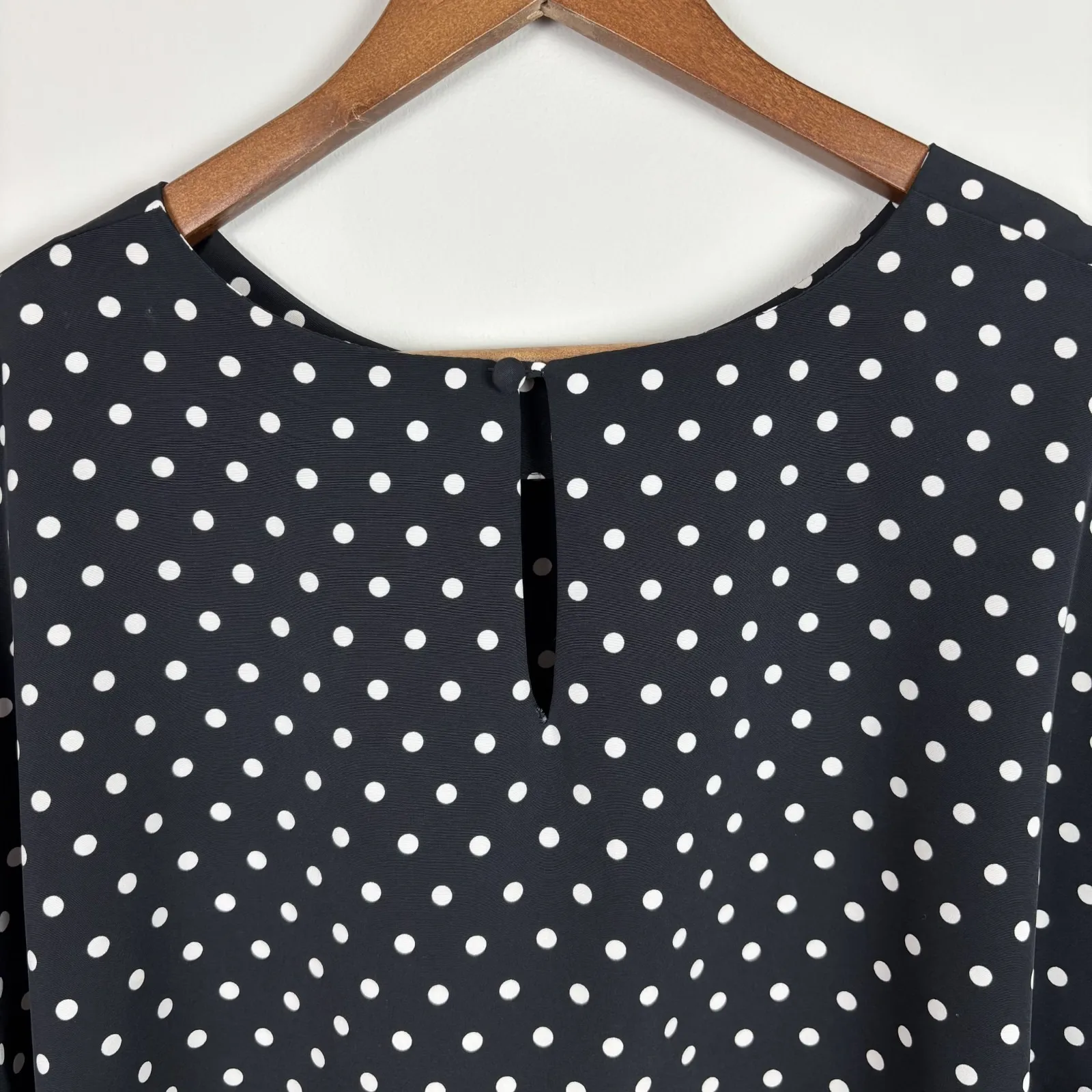 Maggie Barnes Blouse Top Womens 4X Black Polka Dot Short Sleeve Relaxed Fit Boxy - Image 5