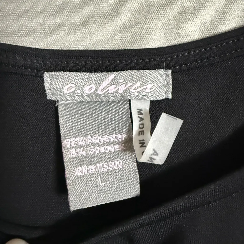 C.oliver sz L black gold chain cold‎ shoulder blouse Size L - Image 5