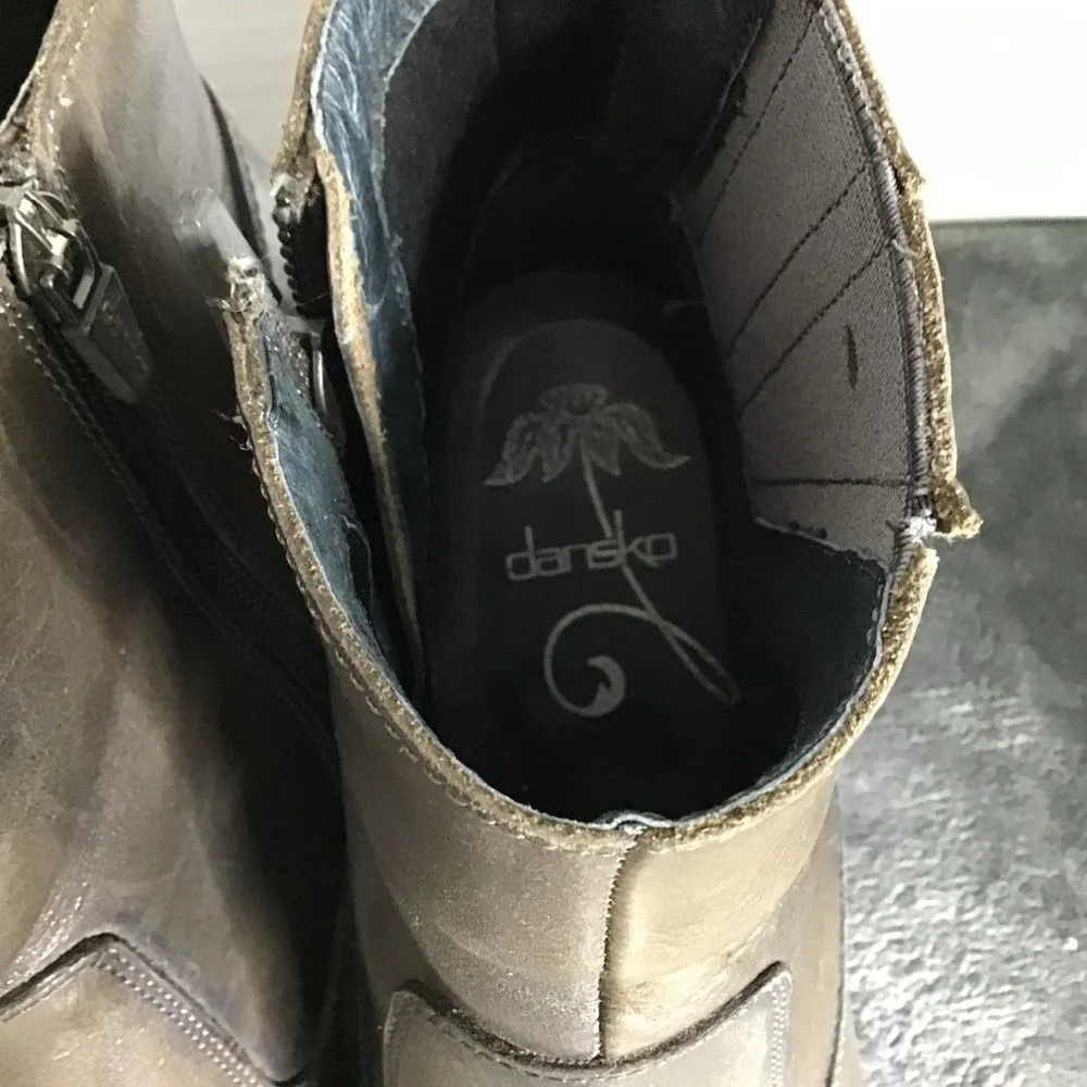 Dansko Faith Dark Brown Leather Ankle Boots Booties Wedge Heel EU‎ 40 US 9-9.5 - Image 7