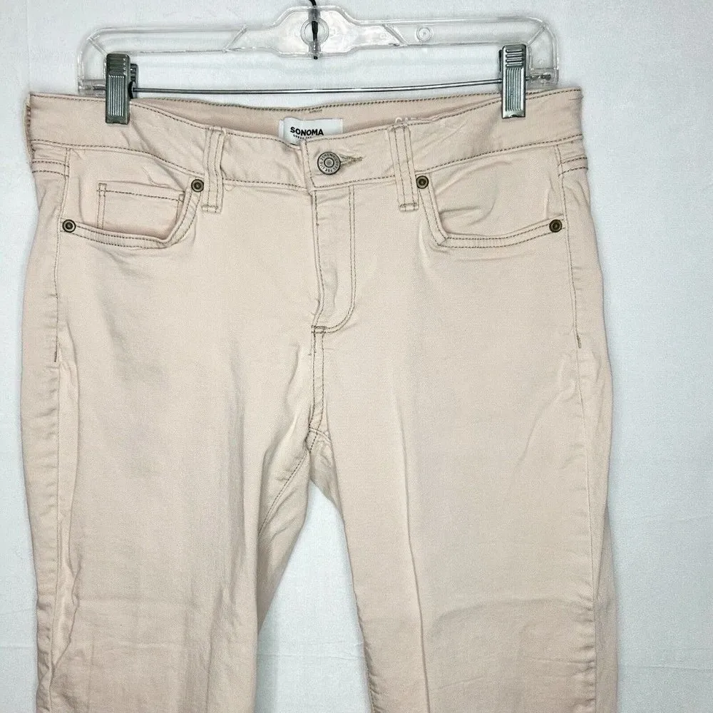 Sonoma Denim Capri Jeans Stretch Pale Pink Mid-Rise Size 10 (32x24) - Image 2