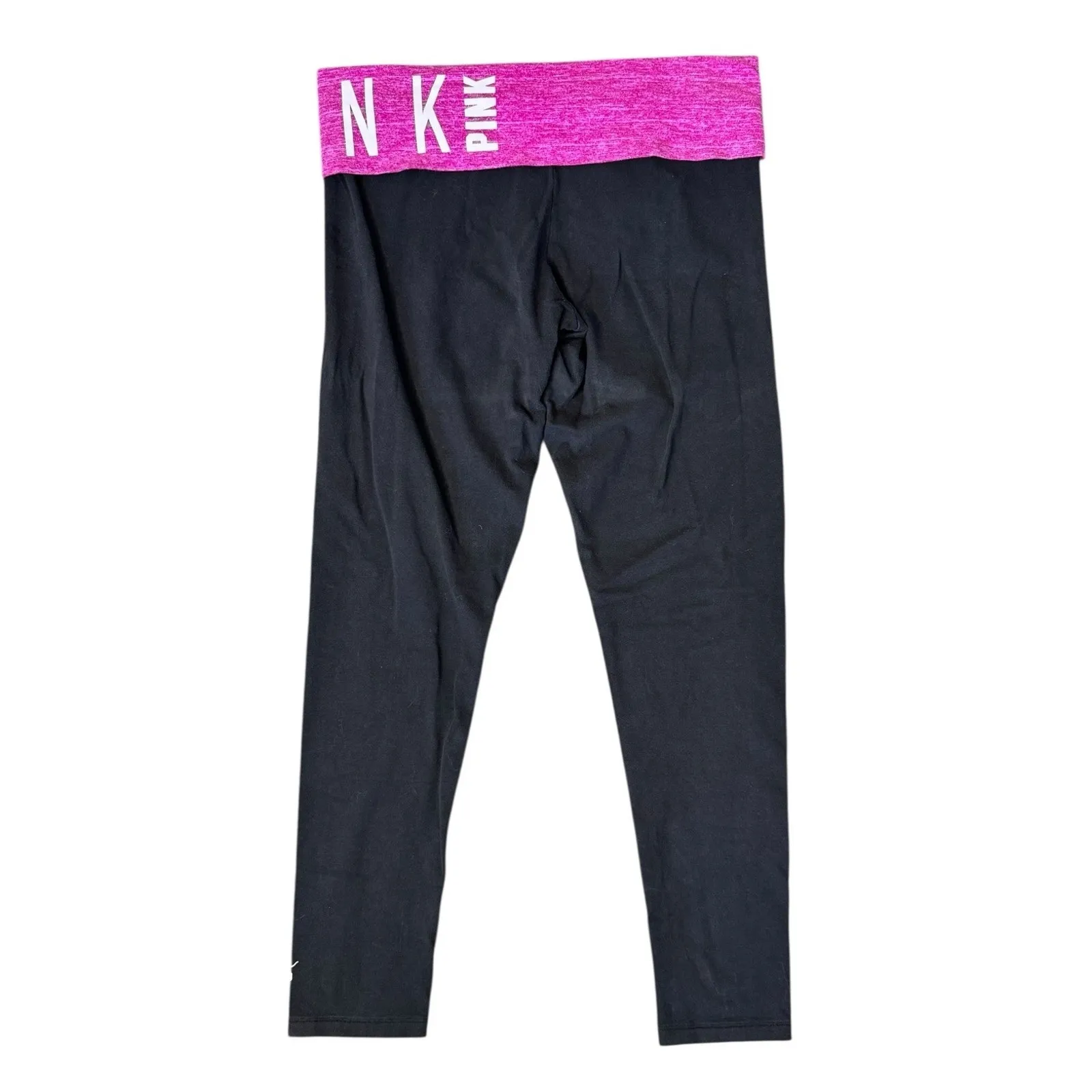 Y2K Vintage Victoria’s Secret PINK Black Fold Over Yoga Leggings Dog Logo Size L Size L - Image 5