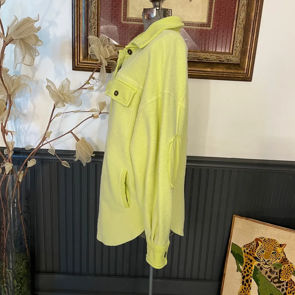 Free People Ruby Jacket Shacket Oversized Fleece in Light Green Yellow- Sz S 🧡🎀 - Image 8