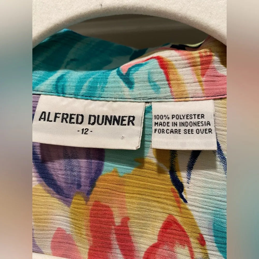 VTG 90s 80s Alfred Dunner Colorful Floral Button-Up Short Sleeve Blouse Top - 12 - Image 6