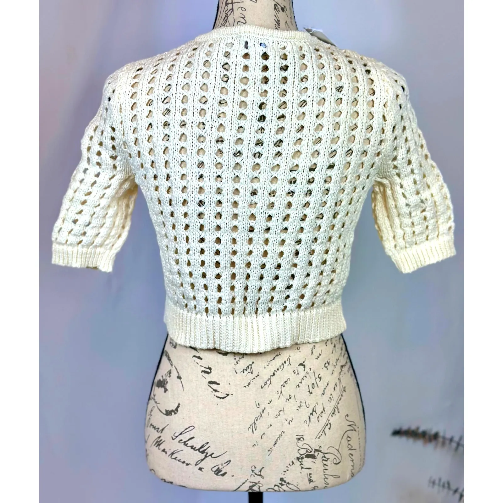 525 America Adele Cropped Short Sleeves Cardi Chalk size S Brown - Image 11