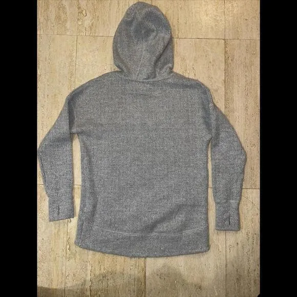 MONDETTA hooded Knitted pullover sweater Long Sleeve Herringbone‎ Gray L - Image 5