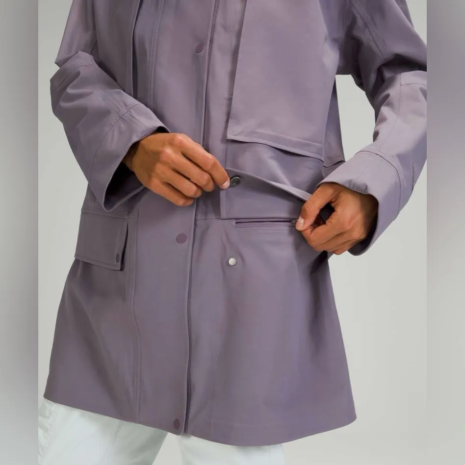 Lululemon StretchSeal Relaxed-Fit Long Raincoat Jacket Dusky Lavender NWOT Sz 6 - Image 4