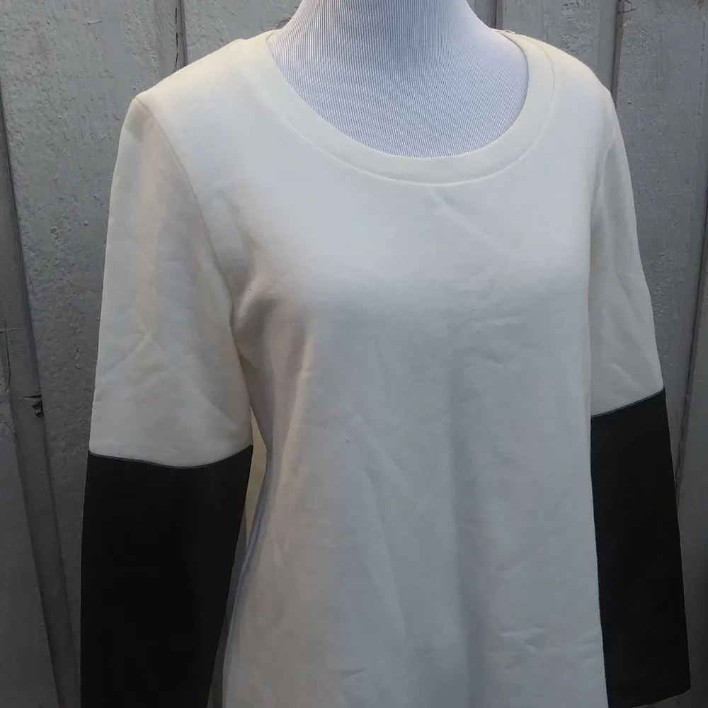 Saks fifth avenue cotton vegan leather sweater - Image 4