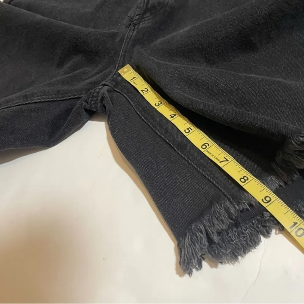 NWT 10 Black Wash Denim High Rise Bermuda Shorts Long Cutoff Hems New - Image 9