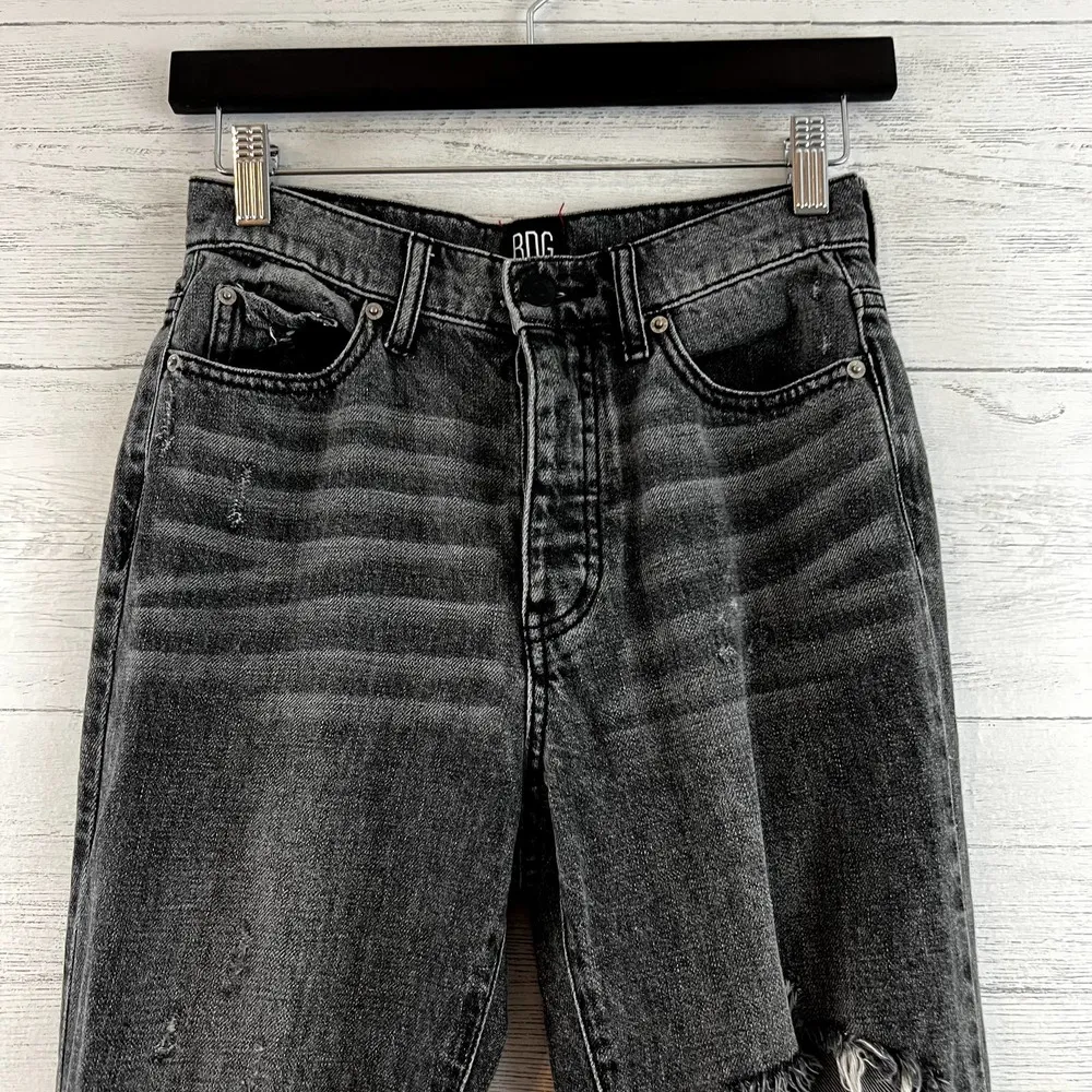 BDG Black Slim Straight Distressed Button Fly Jeans Size 25 - Image 4