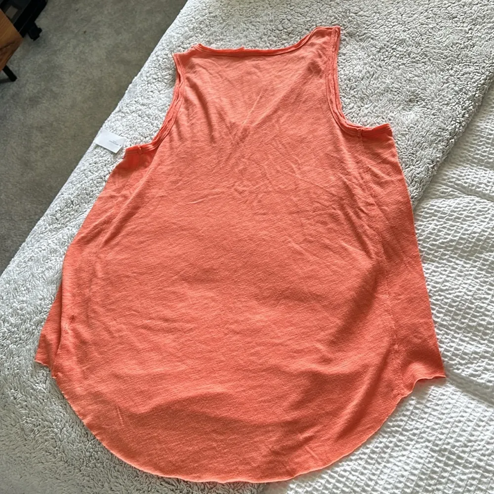 American Eagle Women's M Relaxed Fit Raw Hem Tank Top Orange Lightweight Flowy - Image 7